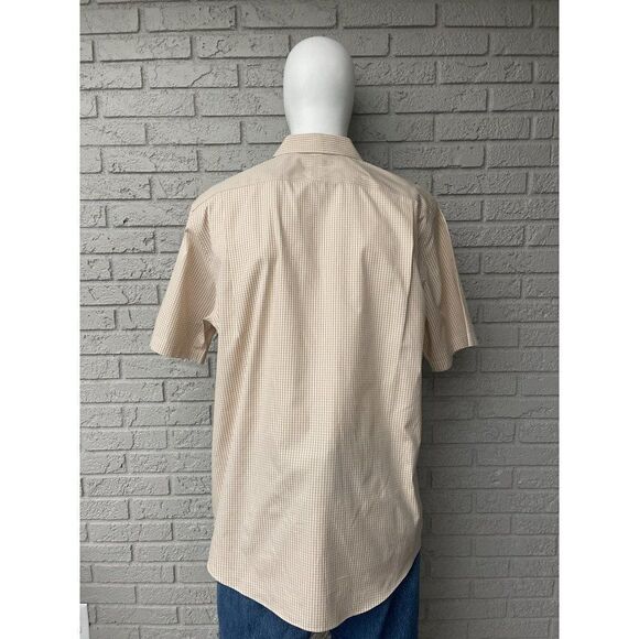 Nordstrom Smartcare Wrinkle-Free Short Sleeve Checkered Shirt Size 16 1/2 NWOT - Picture 2 of 9